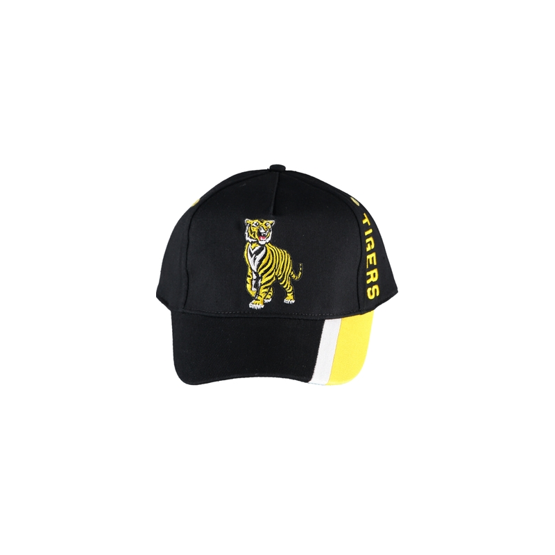 casquette noir avec un lion jaune