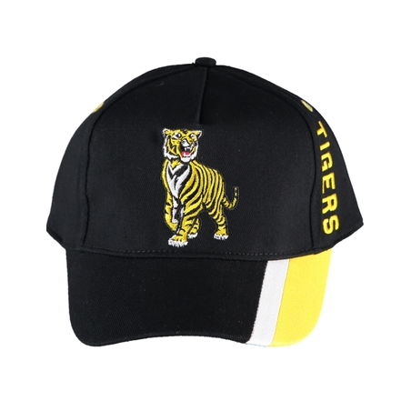 casquette noir avec un lion jaune